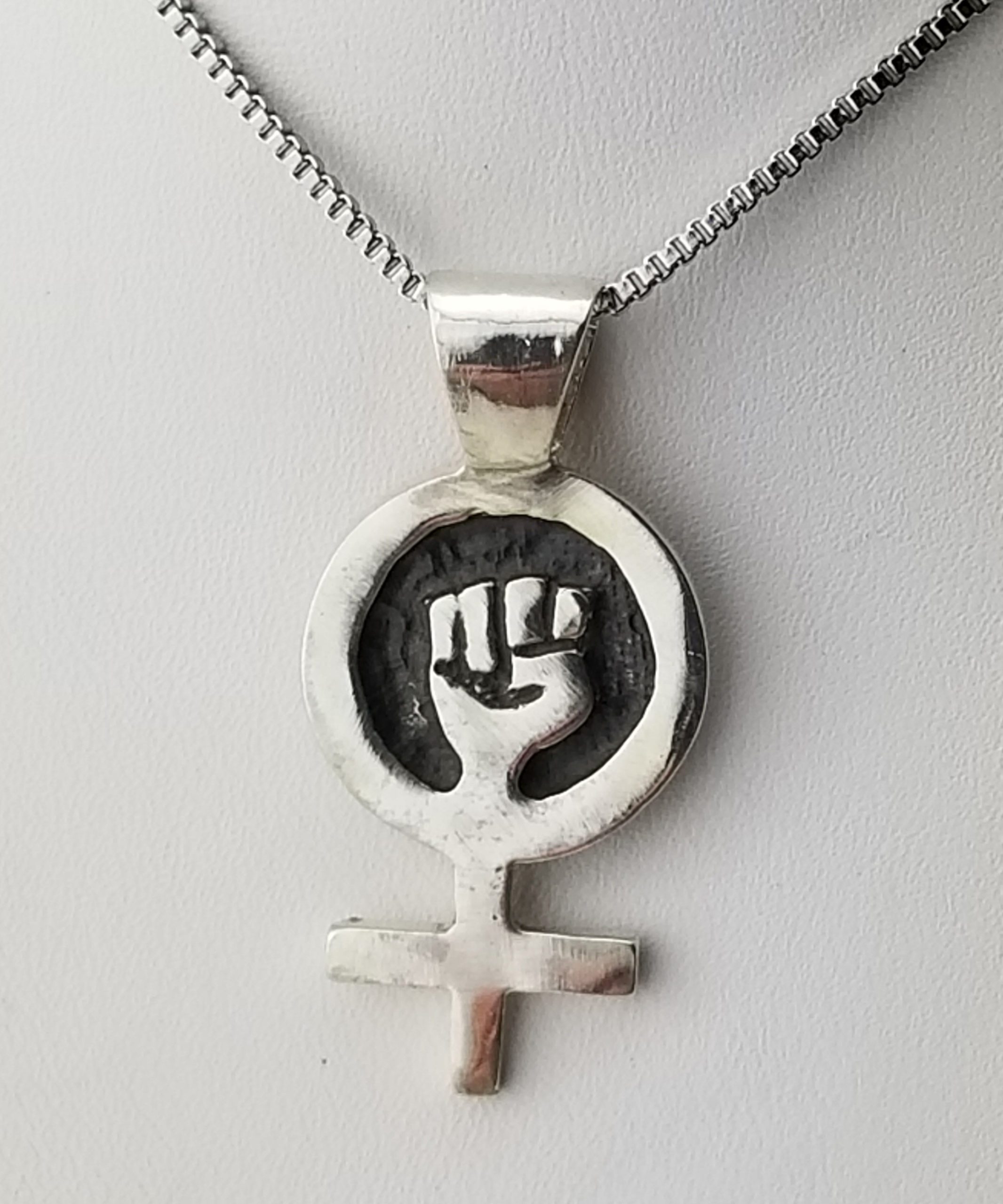 Handcrafted Artisan Jewelry sterling silver feminism pendant