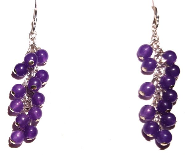 Amethyst Beads and Sterling Cluster Earrings