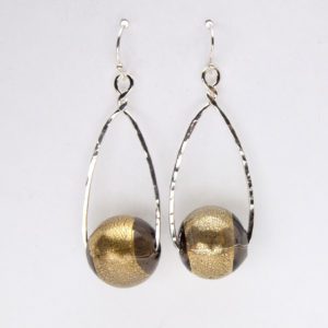 Gold Foil Balls Framed Sterling Earrings