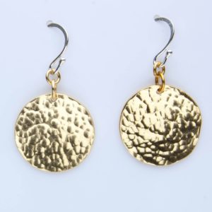 Small Hammered Brass Disk Earrings