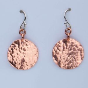 Small Hammered Copper Disk Earrings