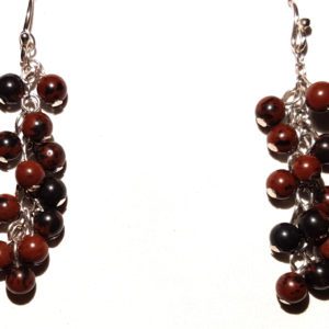 Mahogany Obsidian Beads and Sterling Cluster Earrings