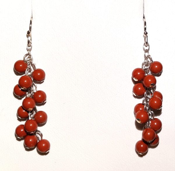 Red Jasper Beads and Sterling Cluster Earrings